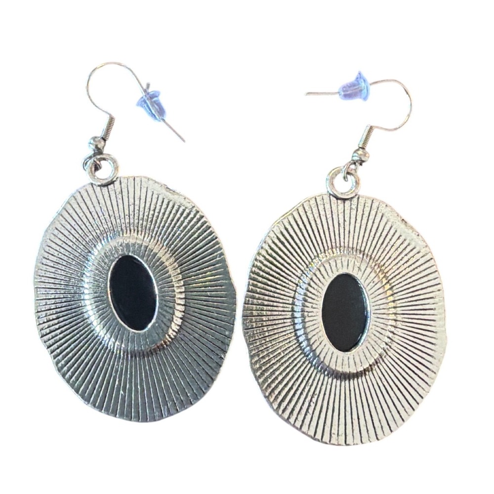 Drop Earrings Abalone Boho Vintage Mermaidcore Women Silver Hammered Dangle - Picture 2 of 2